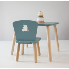 Комплект стіл і 2 стільця дитячих 4-7 років, сіро-зелений